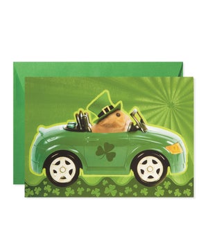 Gerbil Leprechaun in Car Greeting Card