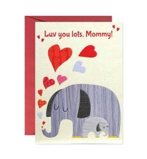 Elephants with Heart Trunk Greeting Card