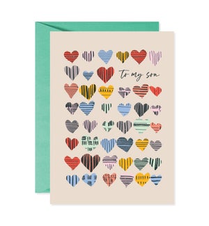 Son Patterned Hearts Greeting Card