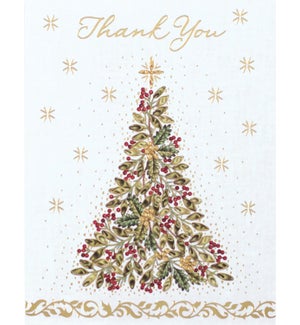 Golden Filigree Tree Boxed Thank You Note Cards