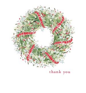 Holiday Wreath Boxed Thank You Note Cards