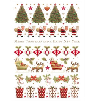 Rows of Christmas Icons Classico Boxed Greeting Cards