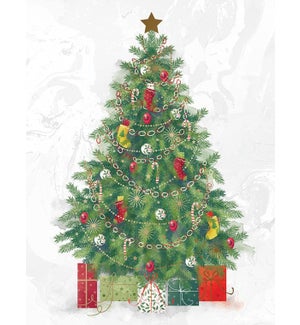 Stocking Decorated Tree Petite Boxed Greeting Cards