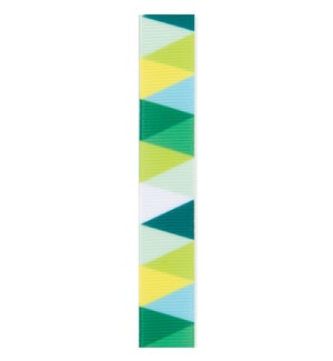5/8" Premiere Ribbon - Green and Yellow Triangles
