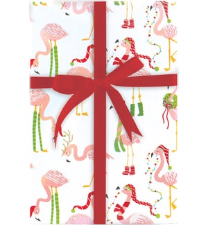 Festive Vacay Flamingoes Gift Wrap