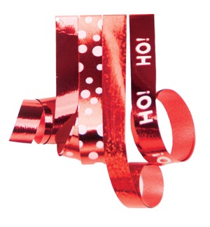 Ho Ho Red and White Mix Curling Ribbon