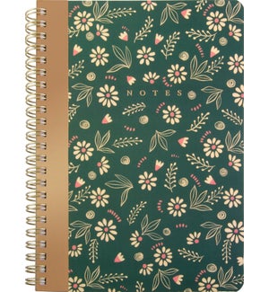 Sweet Florals on Forest Green Spiral Notebook