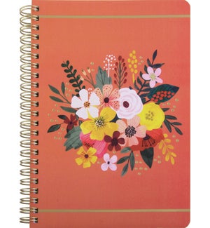 Coral Bright Bouquet Spiral Notebook