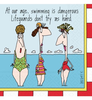 Swimming is Dangerous Beverage Napkin
