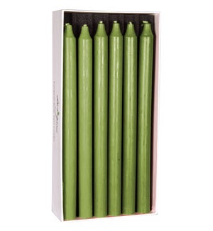 Moss Green Rustic Taper Candle - 12 Pack