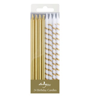 Gold Stripes and Solids Extra Large Stick Candles