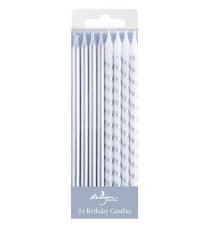 Silver Stripes and Solids Extra Large Stick Candles