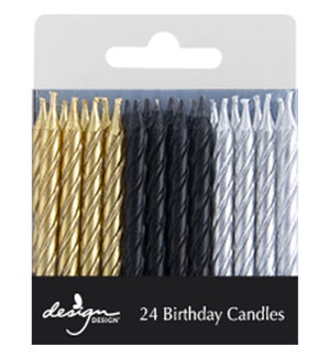 Black and Gold Twist Stick Candles