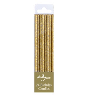 Gold Glitter Tall Thin Stick Candles