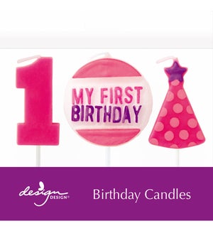My First Birthday–Pink Sculpted Candles