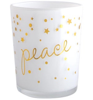 Gold Peace on White Candle Holder