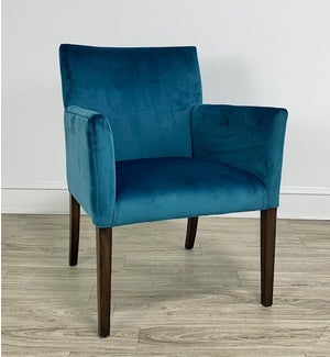 Hudson Arm Chair Aqua Velvet 600/ Dark Walnut