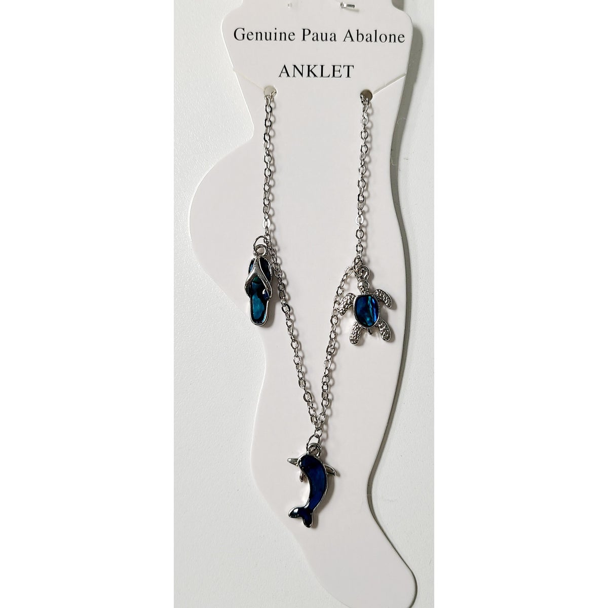 FLIP FLOP, DOLPHIN, TURTLE PAUA ANKLET
