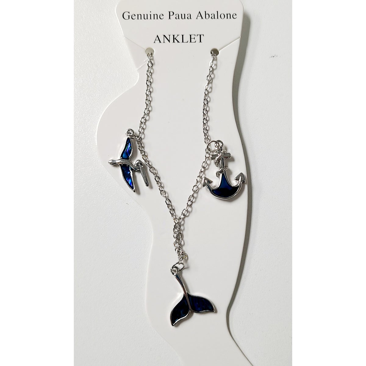 PELICAN, WHALETAIL, ANCHOR PAUA ANKLET