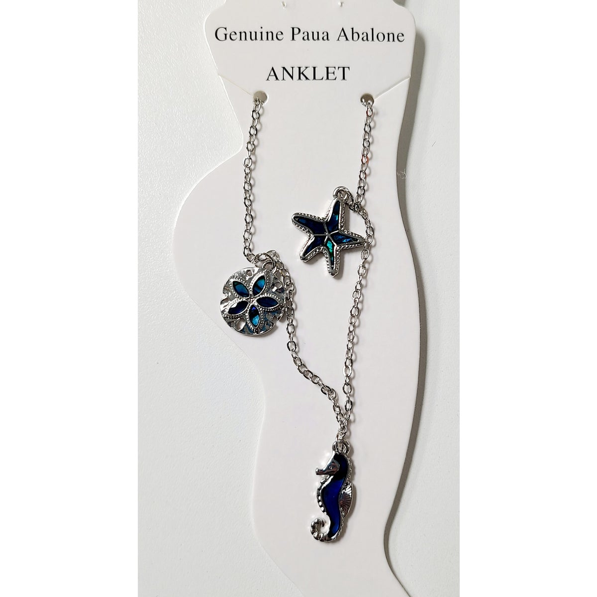 SEAHORSE, STARFISH, SAND DOLLAR PAUA ANKLET