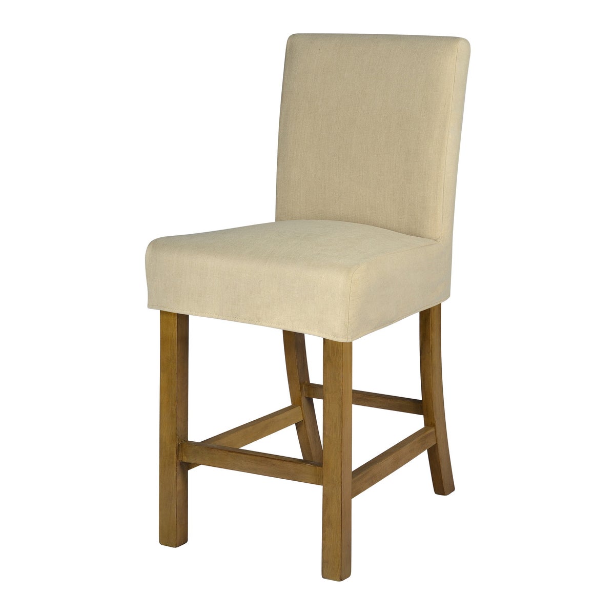 Short Stool Slip Cover-Washable + Reversible Oatmeal