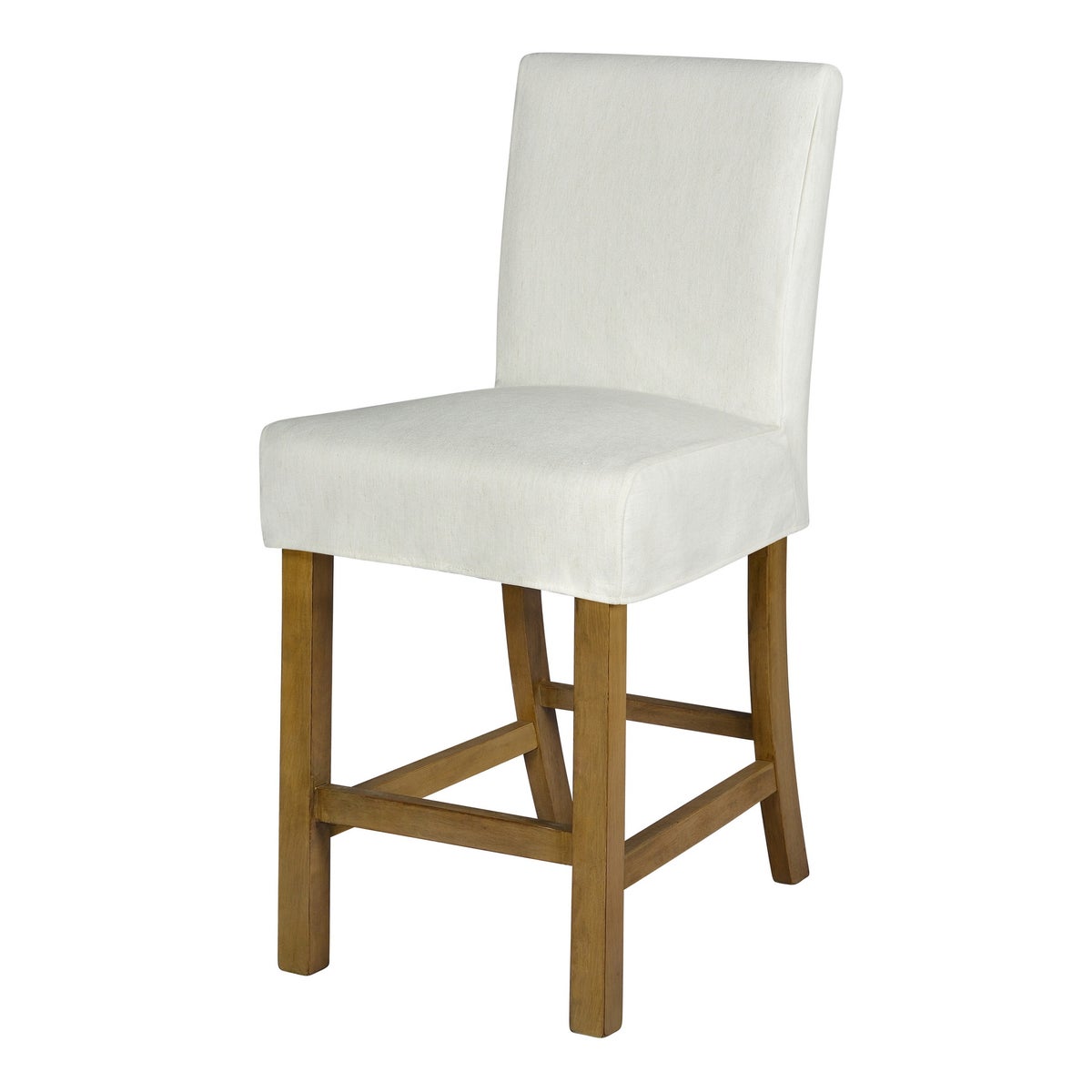Short Stool Slip Cover-Washable + Reversible White