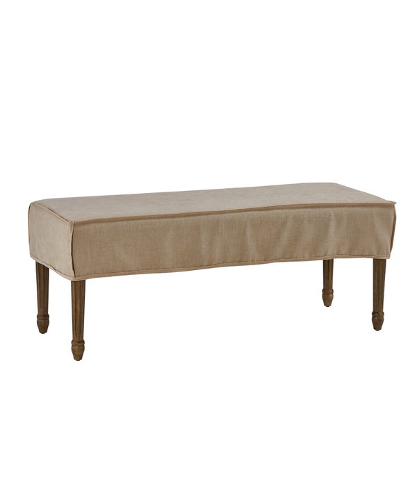 Bench Slip Cover-Washable + Reversible Oatmeal