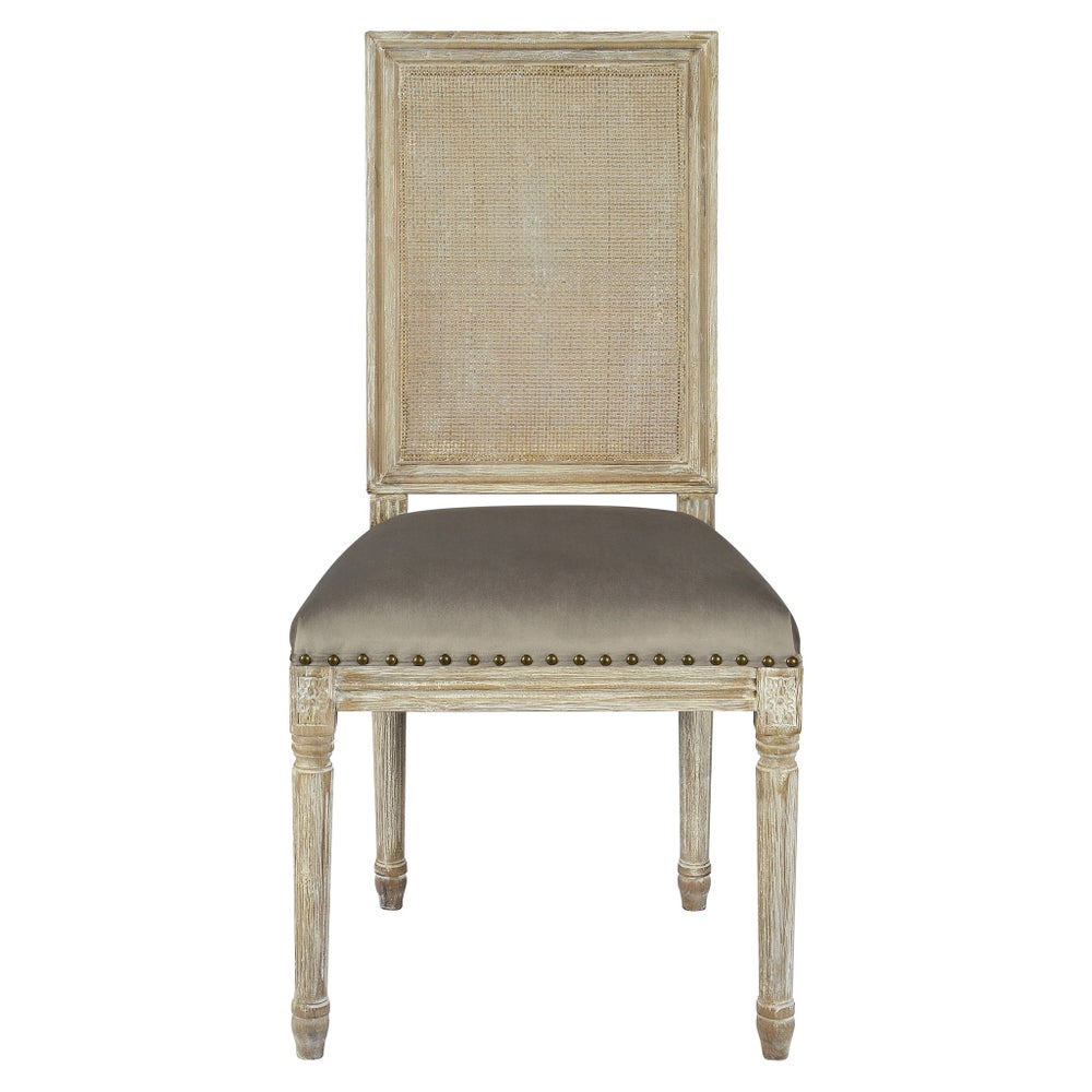 -Square Maxwell Side Chair W/ Cane(Cottage White w/ Chantel Ash)