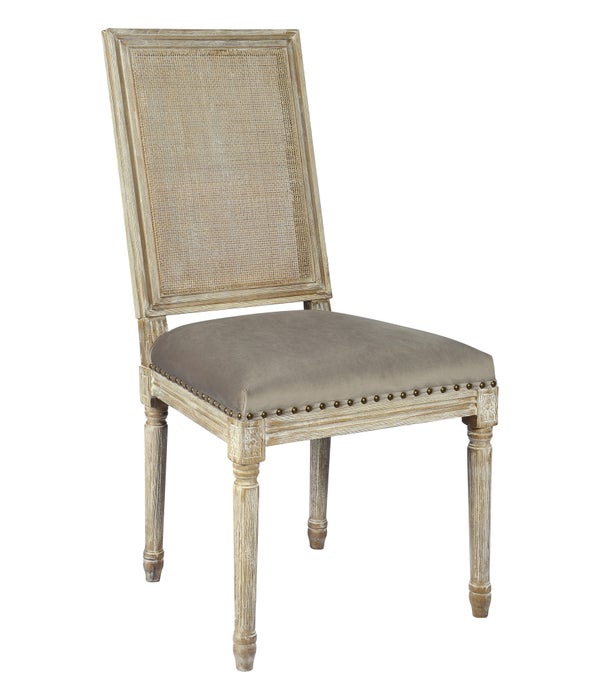 -Square Maxwell Side Chair W/ Cane(Cottage White w/ Chantel Ash)