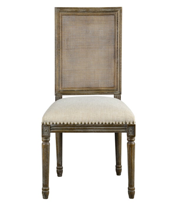 -Square Maxwell Side Chair W/ Cane(French Linen)