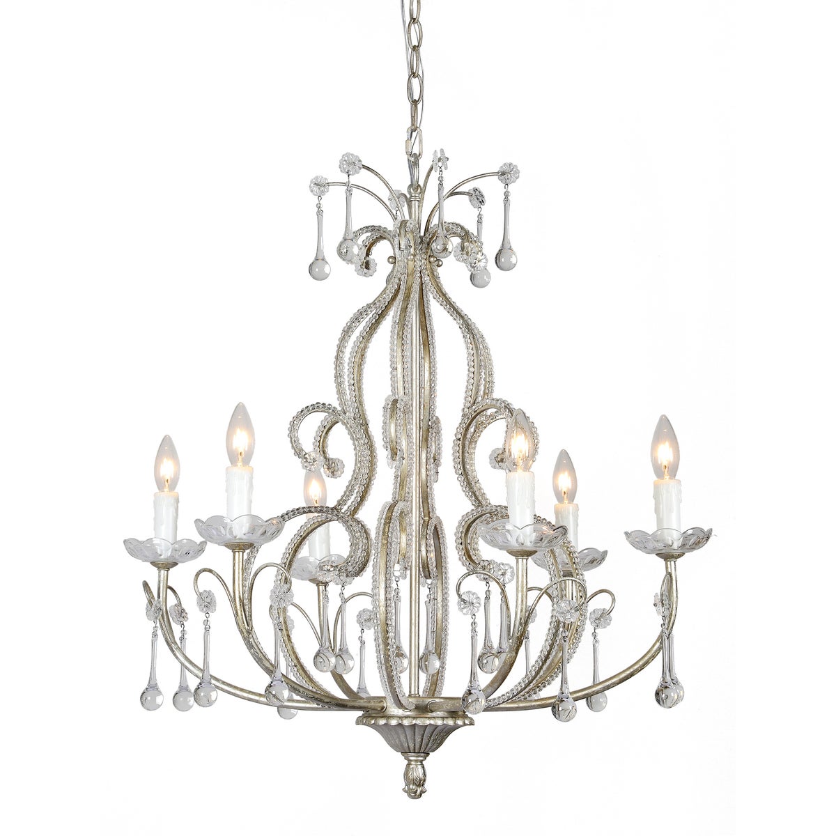 *RIVERLIGHT 6-LT BEADED CRYSTAL CHANDELIER
