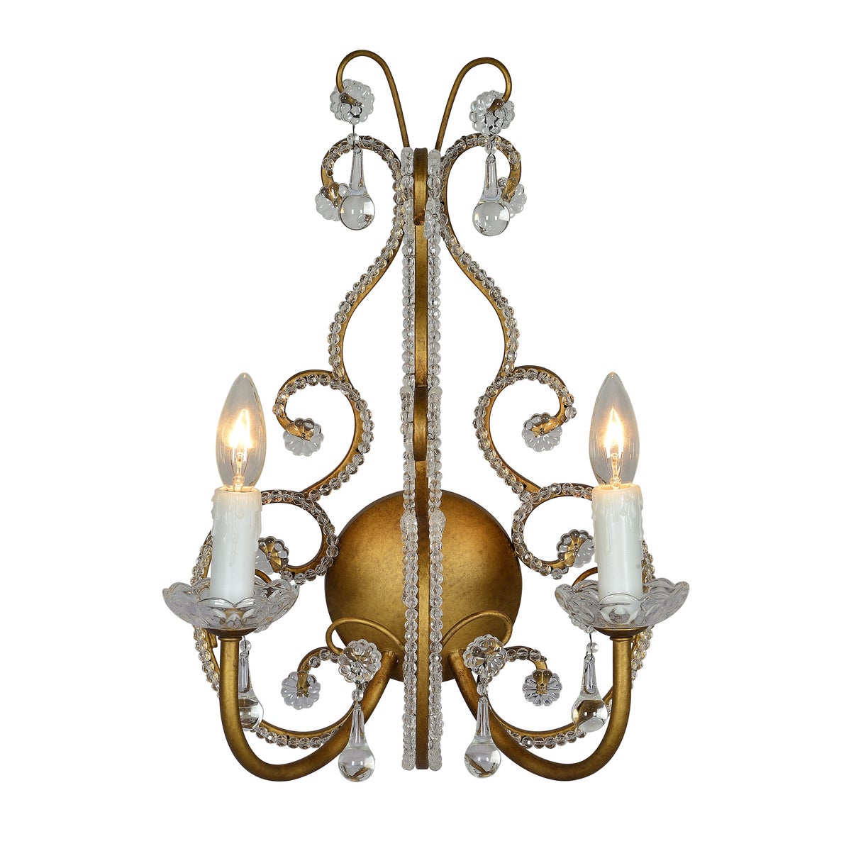 *FITZJOHN BEADED CRYSTAL SCONCE