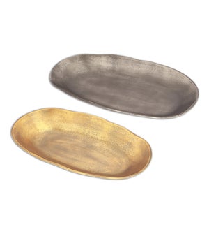 Gray and Brass Oval Platters