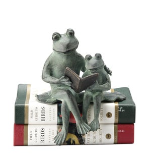 Parent and Kid Reading Frog Shelf Sitter