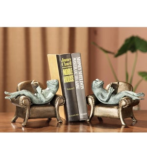 Frogs Reading on Sofa Bookends