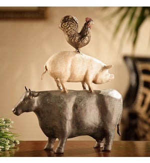 American Folk Art Trio - Chicken, Pig, Cow