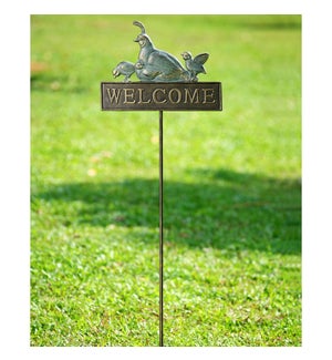 Quail Welcome Sign on Stake