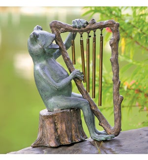 Frog and Harp Tube Wind Chime - Garden Sculpture