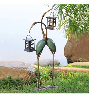 Stylized Crane Pair LED Garden