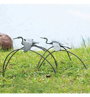 Cranes and Reeds Garden Pair Sculpture