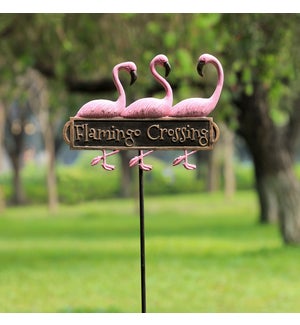 Flamingo Trio Welcome Sign on Stake