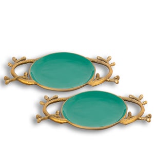 Branch Platters with Emerald Green Trays Set