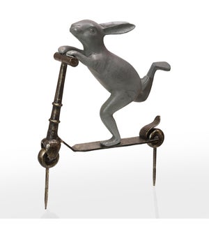 Scooter Bunny Garden Sculpture