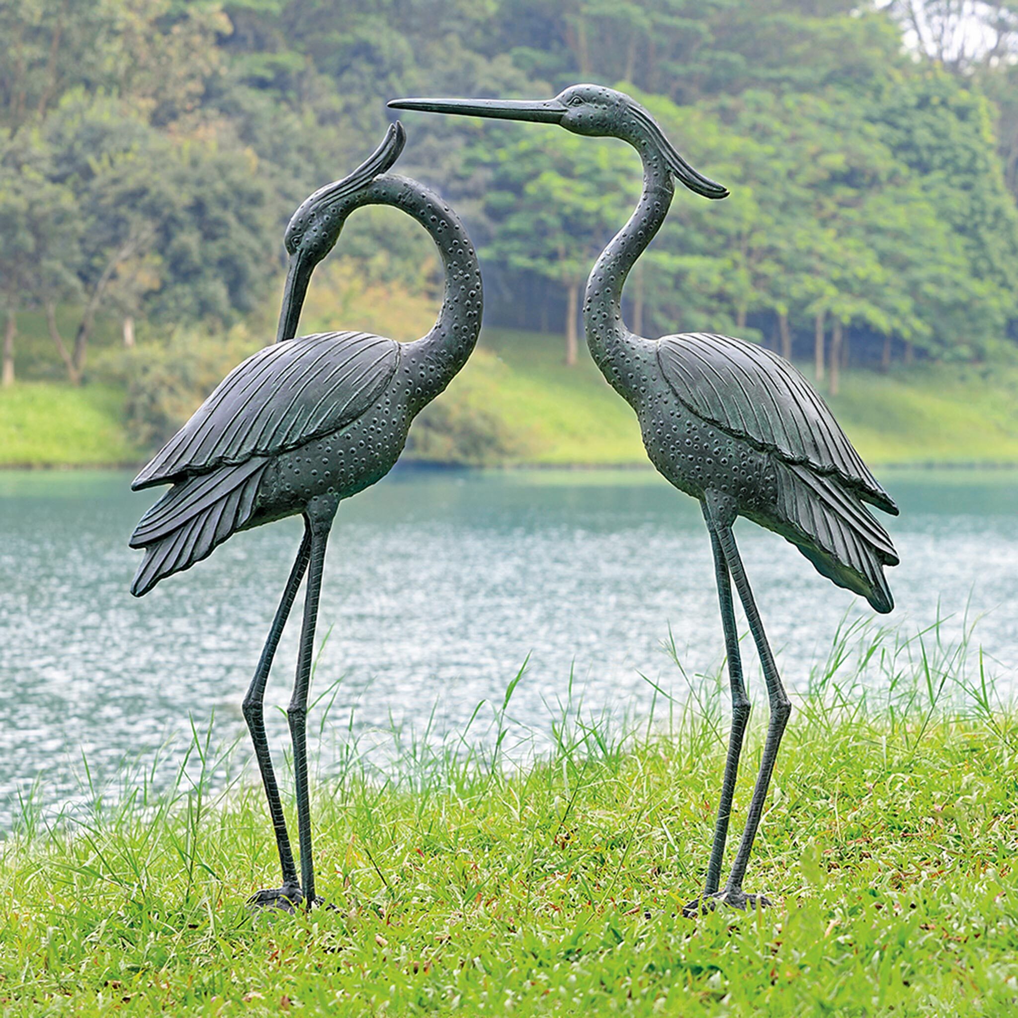 Marshland Royals Garden Sculptures Pair Set of 2 - coastal bird