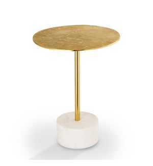 Golden Finish End Table with Marble Base