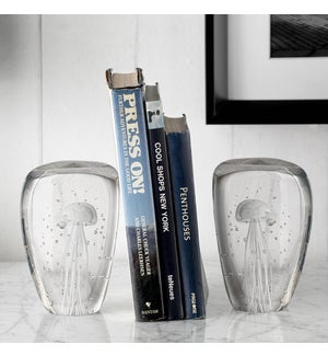Art Glass Jellyfish Wedge Bookends
