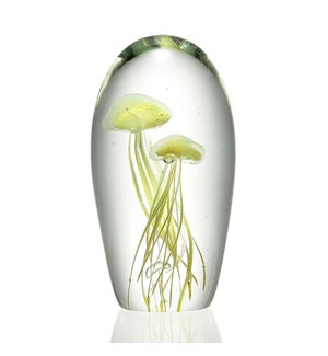 Art Glass Yellow Jellyfish Duo 6 inch