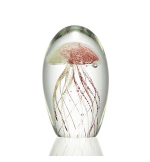 Art Glass Red and White Jellyfsh 5 in