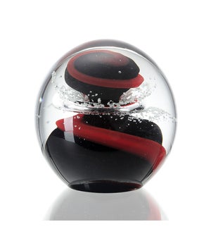 Art Glass Cosmic Black and Red Sphere Glow in the Dark