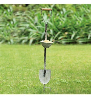 Dragonfly and Flower Cup Shove Birdfeeder on Stake